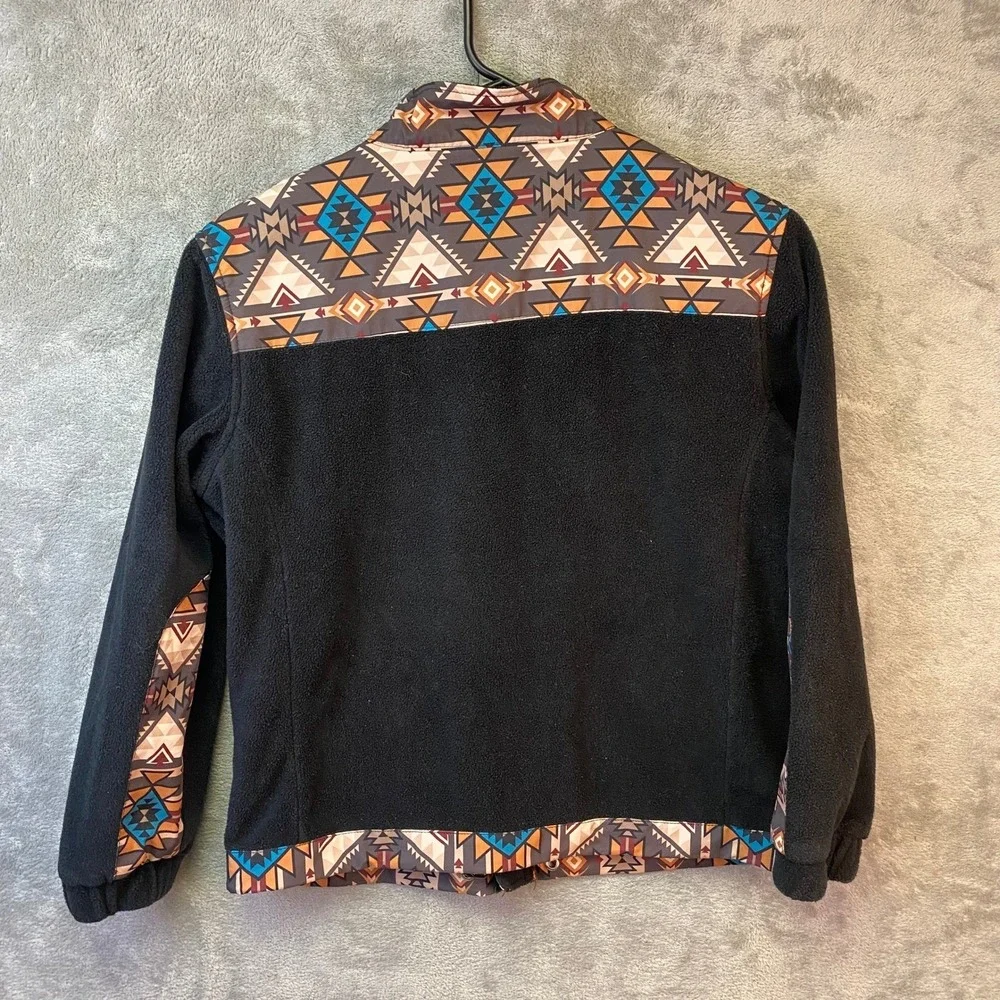 Hooey Mens Southwestern Aztec Print Fleece Full Zip Jacket Black Size M 7066